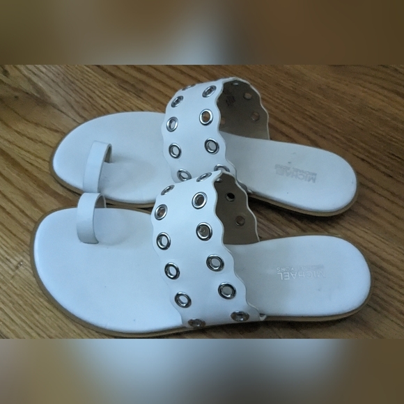 Womens Michael Kors Patty Flat Toe Ring Slip On Sandals, Optic White 8 - Picture 11 of 11